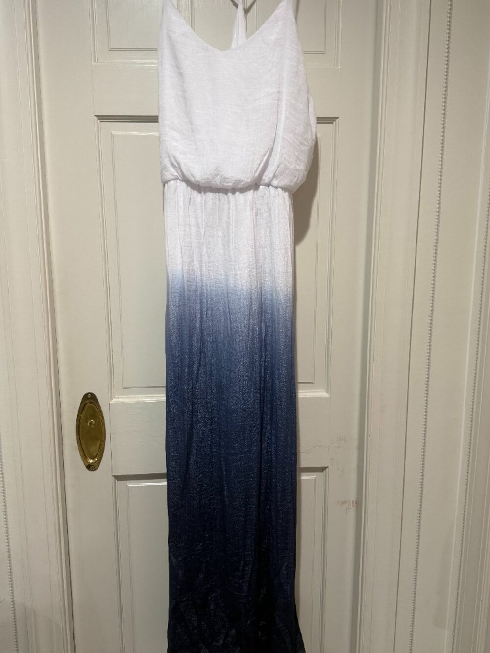 Fortune + Ivy Blue Ombré Maxi Dress | White Navy Dip Dye | Size XL